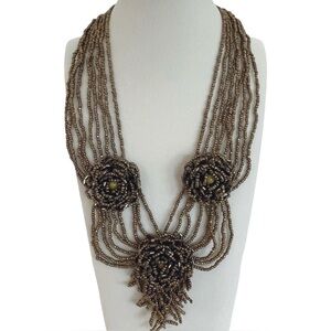 Bohemian Bronze Multi-Strand Chakra Therapy Beaded Necklace
